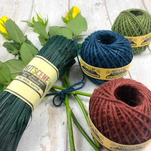 A picture twine balls and - Botanical Green Raffia Hank