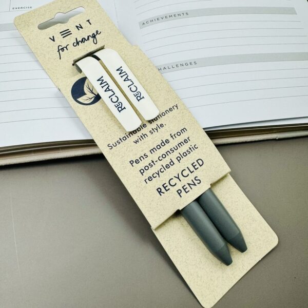 A picture of the Vent Black pens that are included in the MIndful Cyclist Guft Hamper.