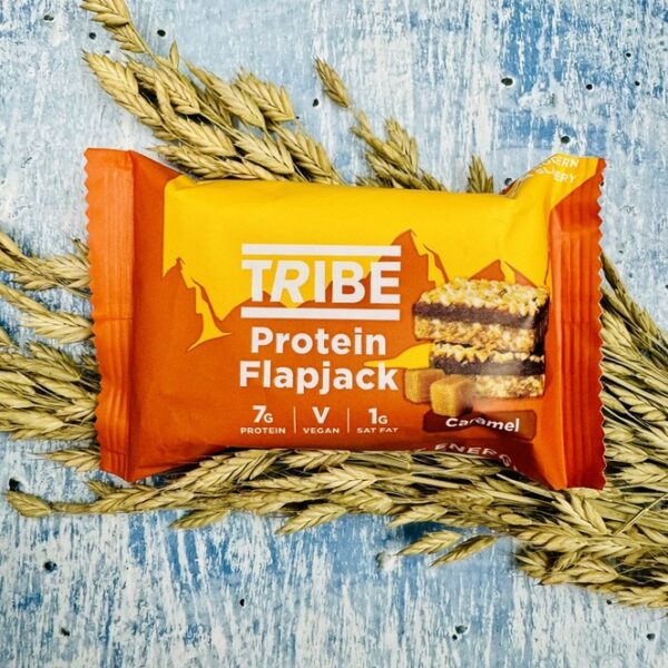 A picture of the Tribe Protien Flapjack that is inlcuded in the Mindful Cyclist Gift Box.