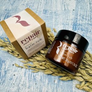 A picture of the Repaire and Care Balm rub that is included in the Mindful Cyclist Gift Box.