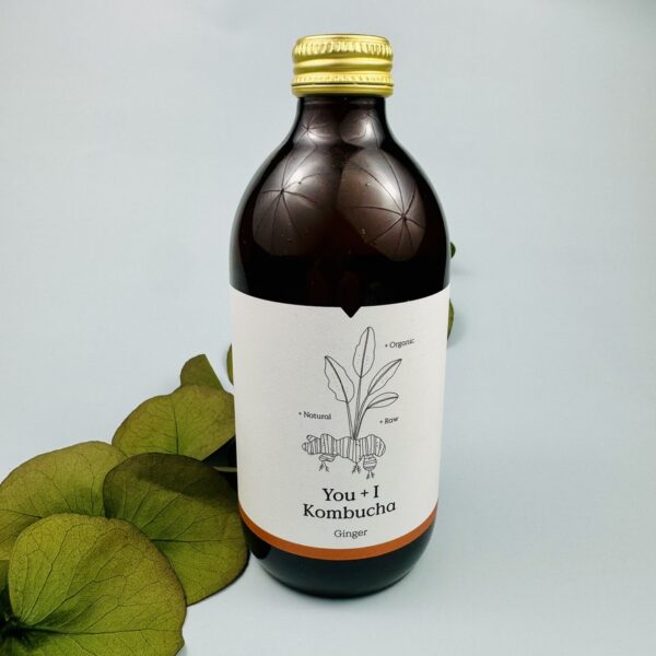 A picture of the You + I Gunger Kombucha which is included in the Yoga Wellness Gift Box.