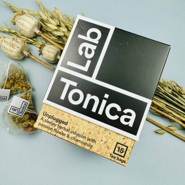 A picture of the Lab Tonica Unplugged Tea that is included in the Slow Down Gift Box