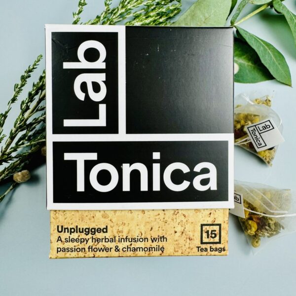 A picture of the Lab Tonica Unplugged Tea included in the Sleep Care Gift Box