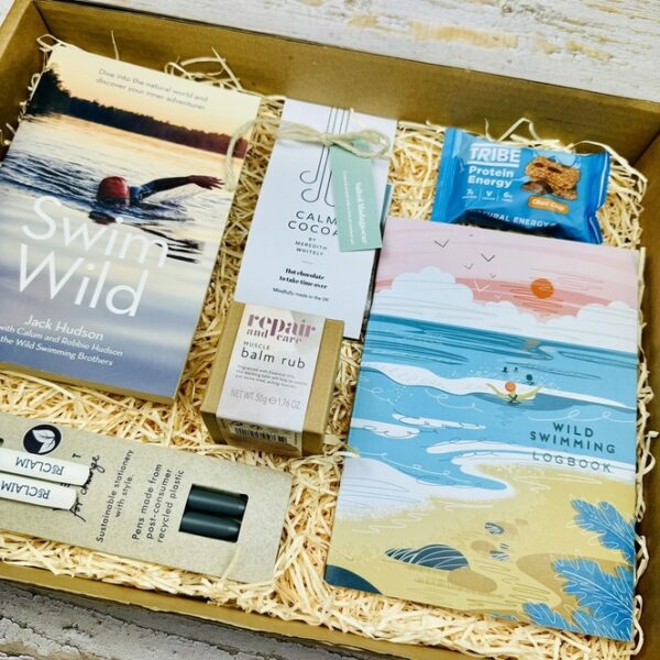 The range of wild swimmers gifts that are included in the Ultimate Wild Swimmers Gift Box.