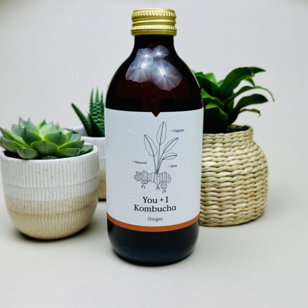 A picture of the You + I Kombucha that is included in the Men's Care Package.