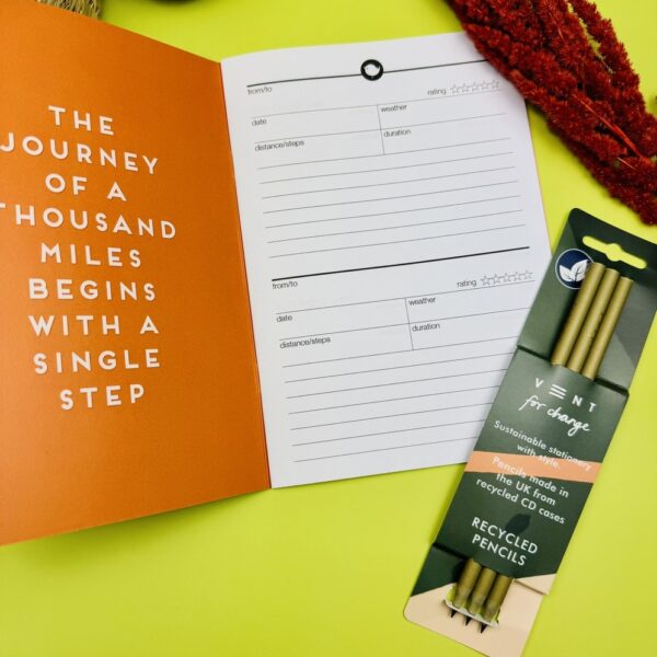 A picture of the inside of the walking log book that is included in the Mindful Walker Gift Box