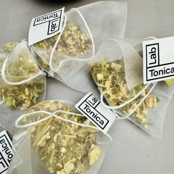 A picture of the Lab Tonica Tea Bags that are included in the Positivity Wellness Gift Box