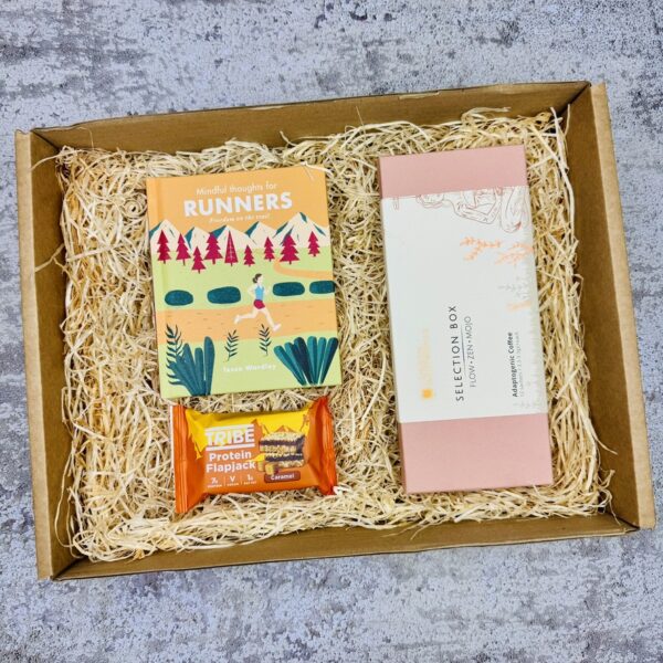 A picture of the products included in the Nootropics Trail Running Box. A thoughtful gift for runner enthusiasts.