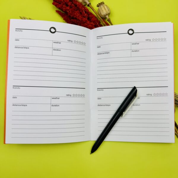 A picture of the inside of the Walking log book that is included in the Thoughtful Walker Gift Box