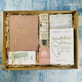 A picture of the products for the Mindful Mum Gift Box in he MindFil packaging.